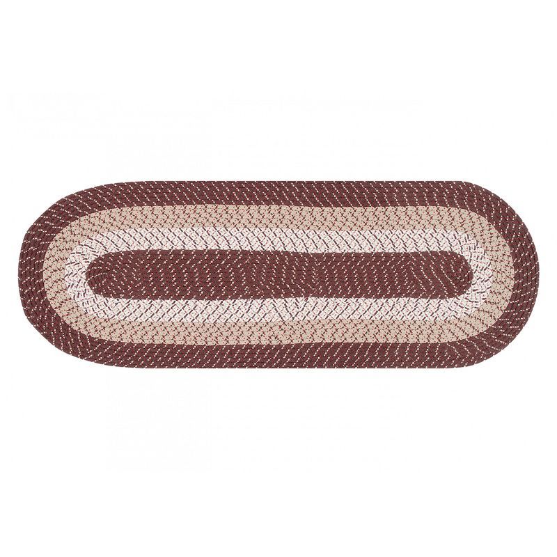 Classic Braided Brown Stripe Synthetic Indoor Runner Rug 24" x 66"