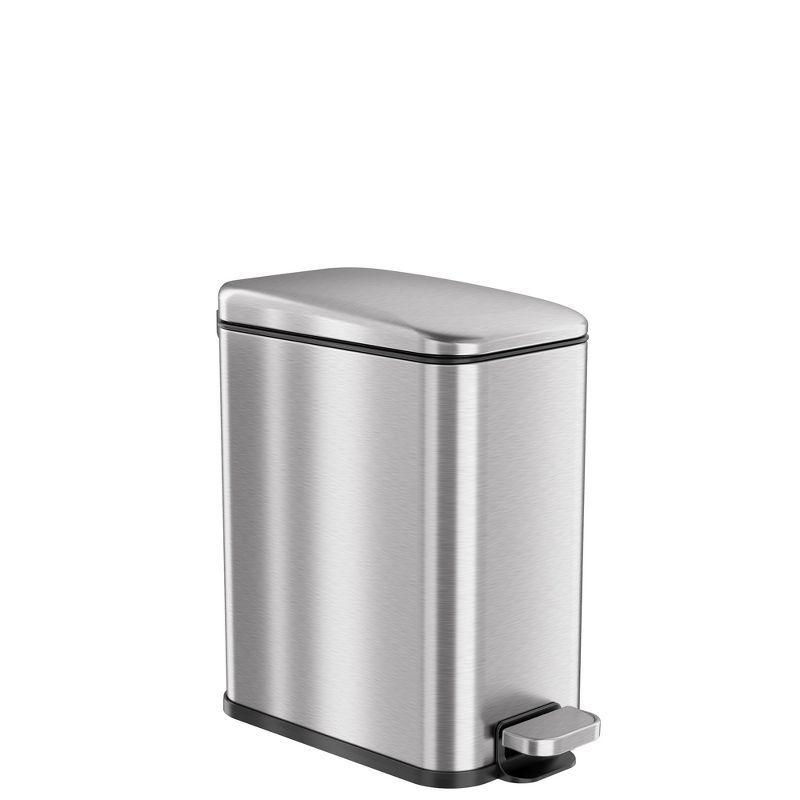 Slim Stainless Steel Fingerprint Resistant Trash Can with Flip Lid, 1.3 Gallon