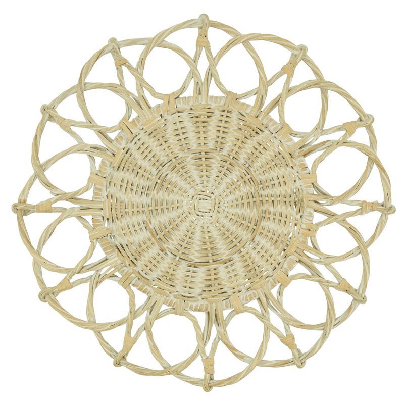 Twisted Rattan White Round Placemats, Set of 4