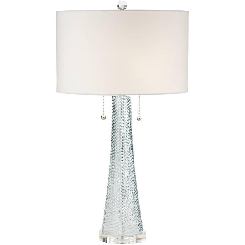 Miriam 28.5" Light Blue Glass Table Lamp with White Drum Shade