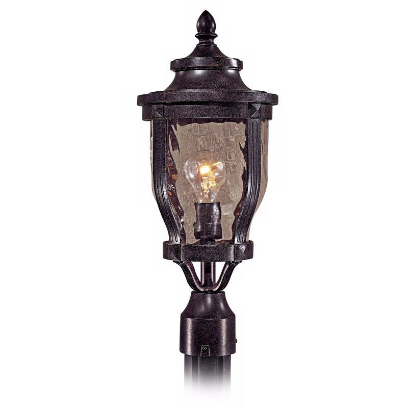 Corona Bronze Outdoor Post Light with Clear Hammered Glass