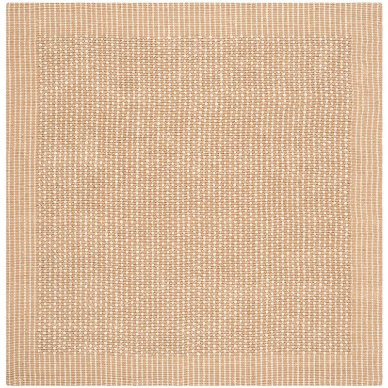 Ivory Beige Handmade Jute Square Area Rug, 8' x 8'