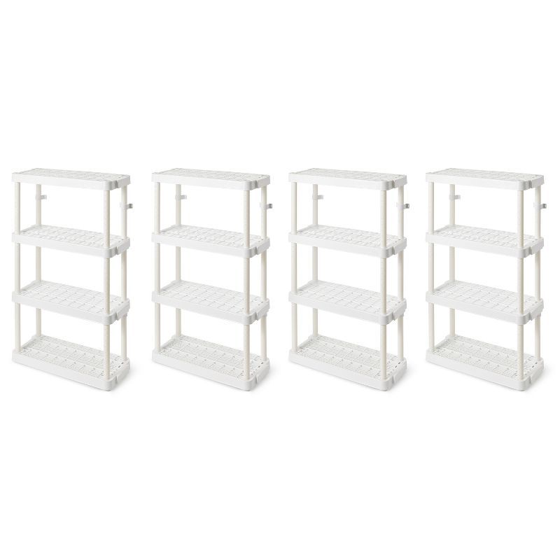 Adjustable 4-Shelf White Ventilated Storage Unit for Kids and Adults