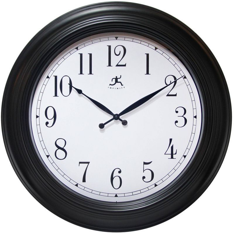 24-Inch Black and White Classic Wall Clock with Glass Cover