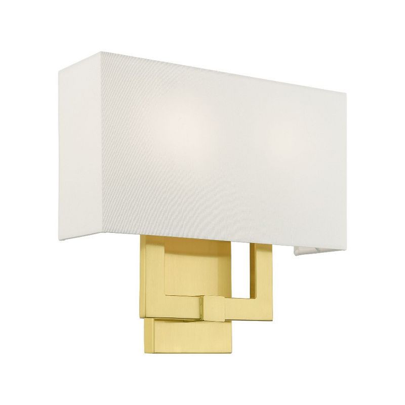 Hollborn Satin Brass 2-Light ADA Compliant Wall Sconce with Off-White Shade