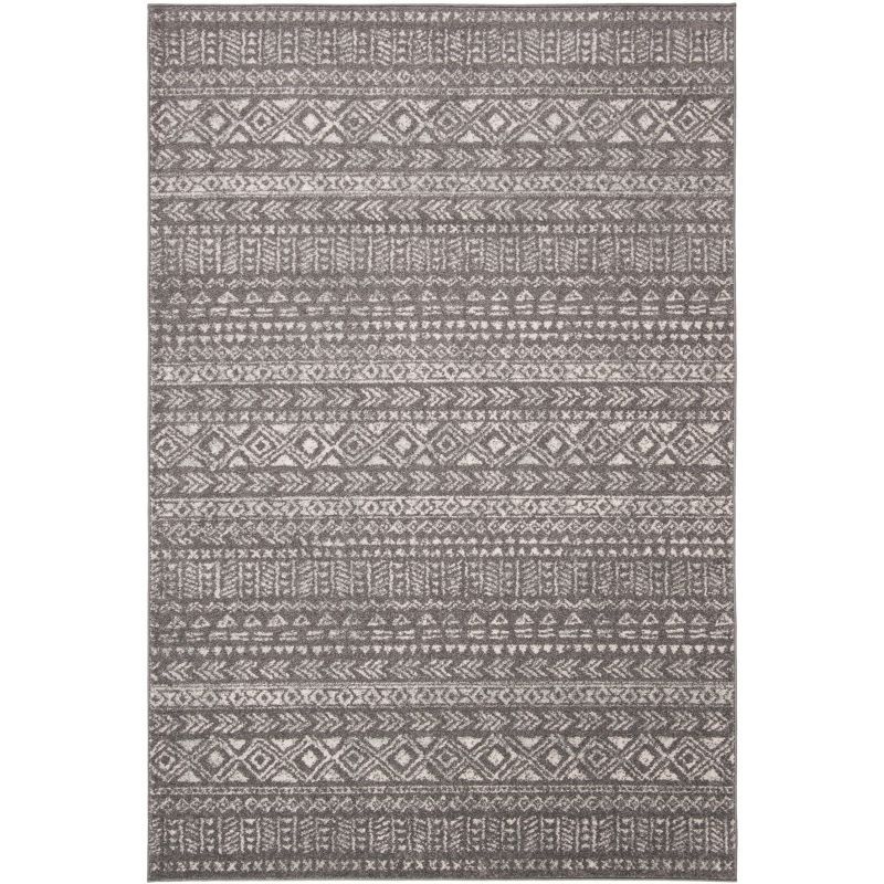 48" Gray Geometric Wool and Synthetic Area Rug