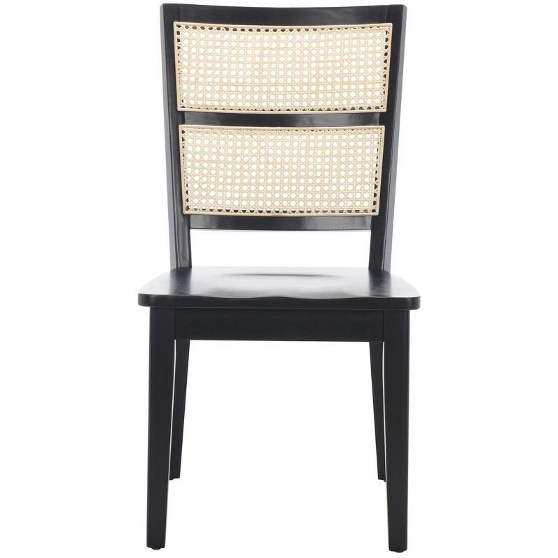 Black and Natural Woven Rattan Back Dining Chair Set