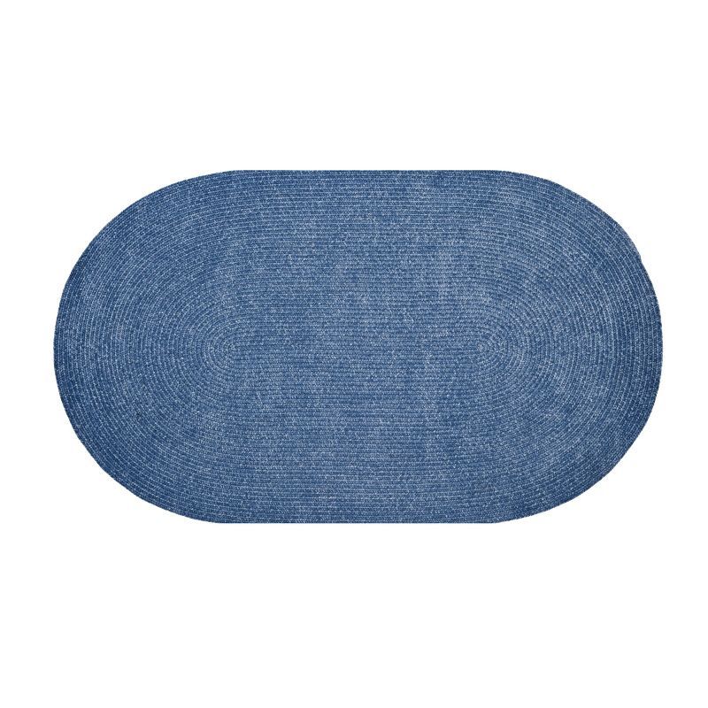 Elegant Smoke Blue Chenille Oval Braided Rug 4' x 6'