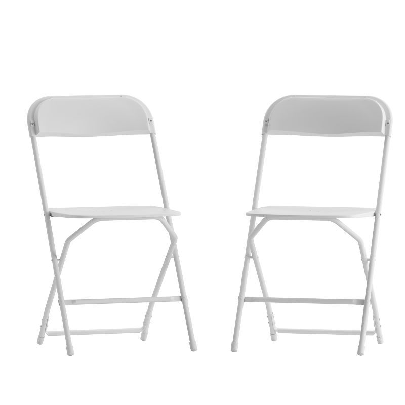 Set of 2 White Plastic Stackable Folding Chairs