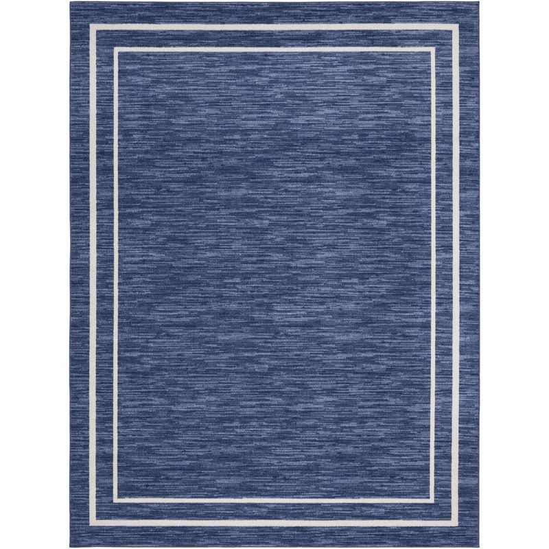 Navy and Ivory 10' x 14' Synthetic Rectangular Rug
