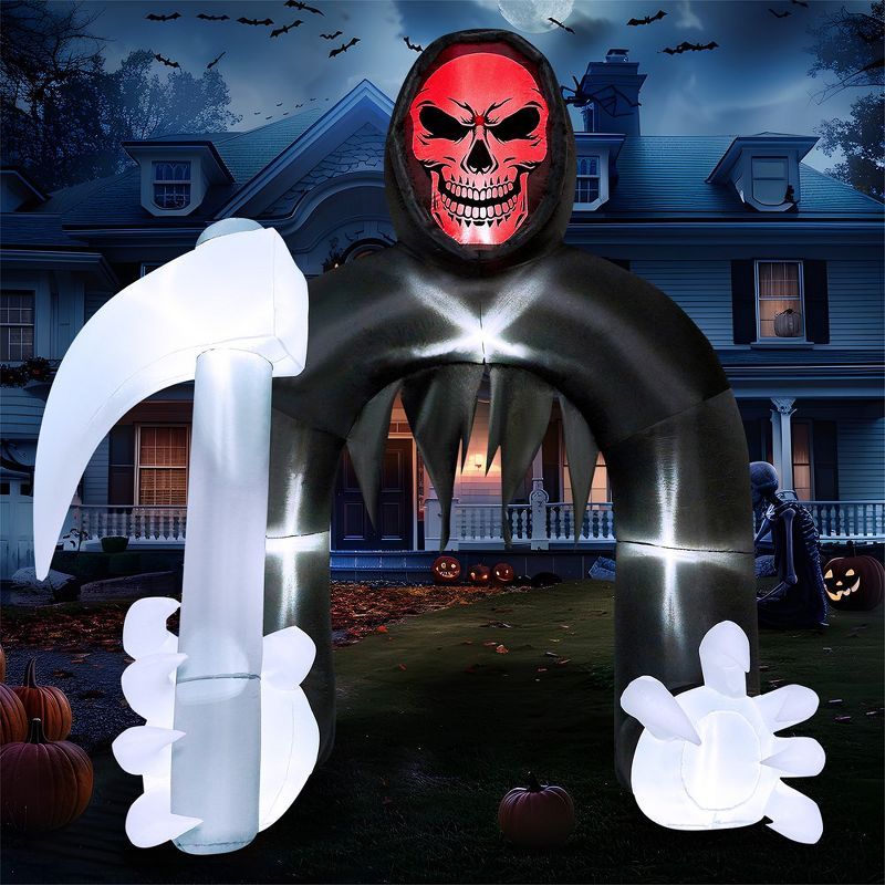 10-Foot Multicolor Inflatable Grim Reaper Archway with LEDs