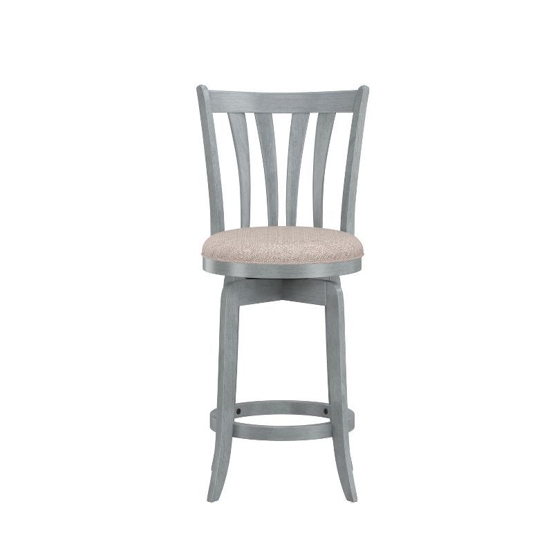 37" Blue Wire Brush Swivel Wood Counter Stool