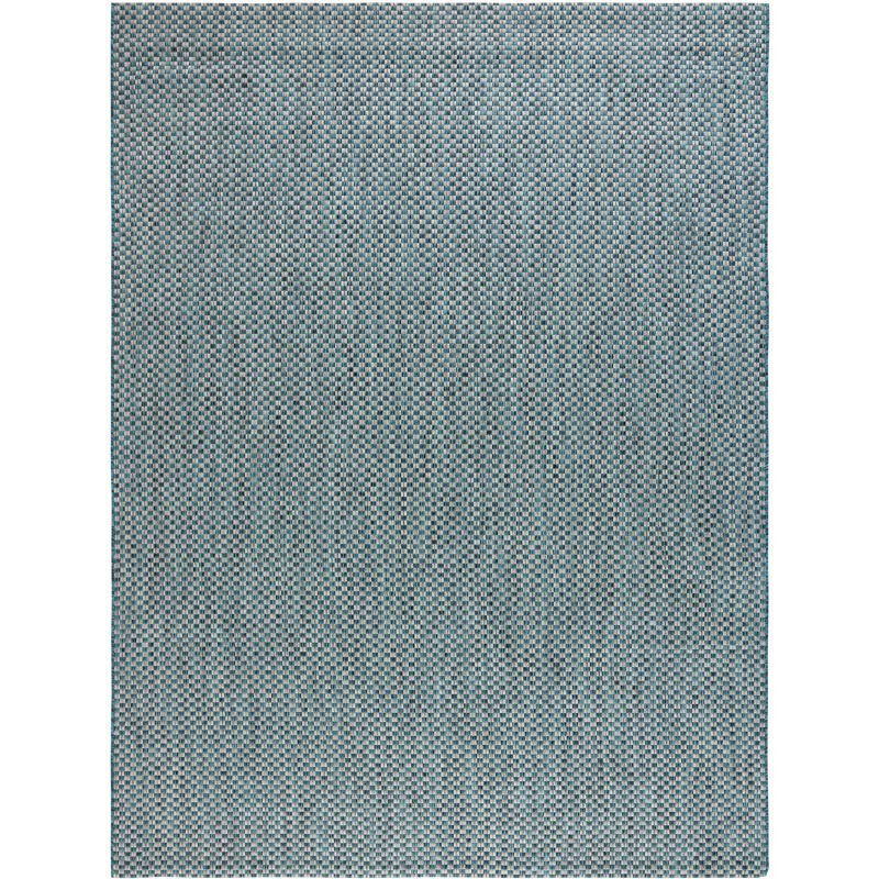 Turquoise and Light Grey Flat Woven Synthetic 9' x 12' Area Rug