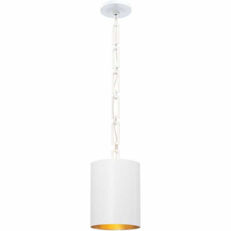 Matte White Mini Drum Chandelier with Antique Gold Accents
