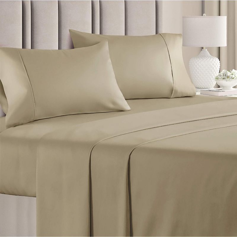 Beige Full Deep Pocket Cotton Sheet Set