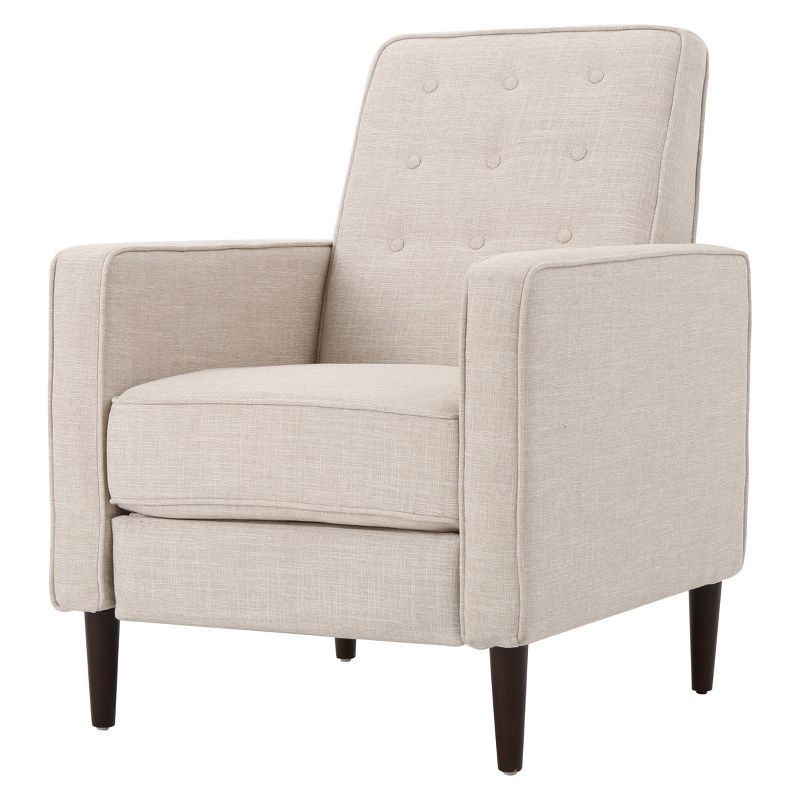 Cream Floral Mid-Century Modern Tufted Fabric Recliner