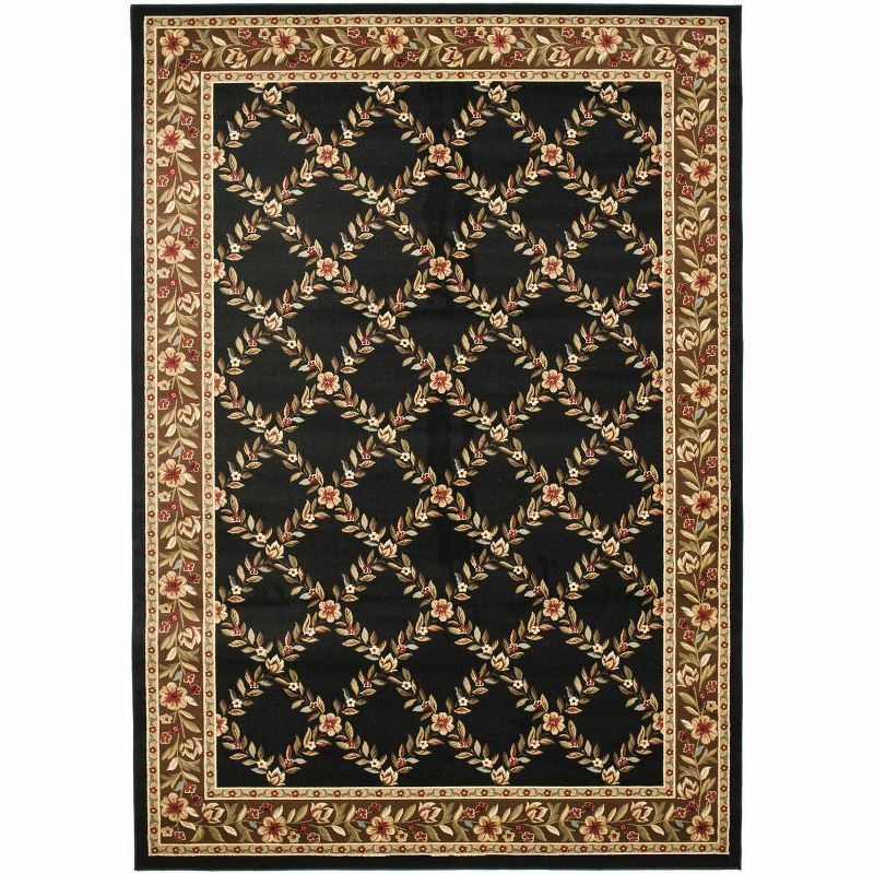 Elegant Black/Brown Synthetic Hand-Knotted Rectangular Area Rug