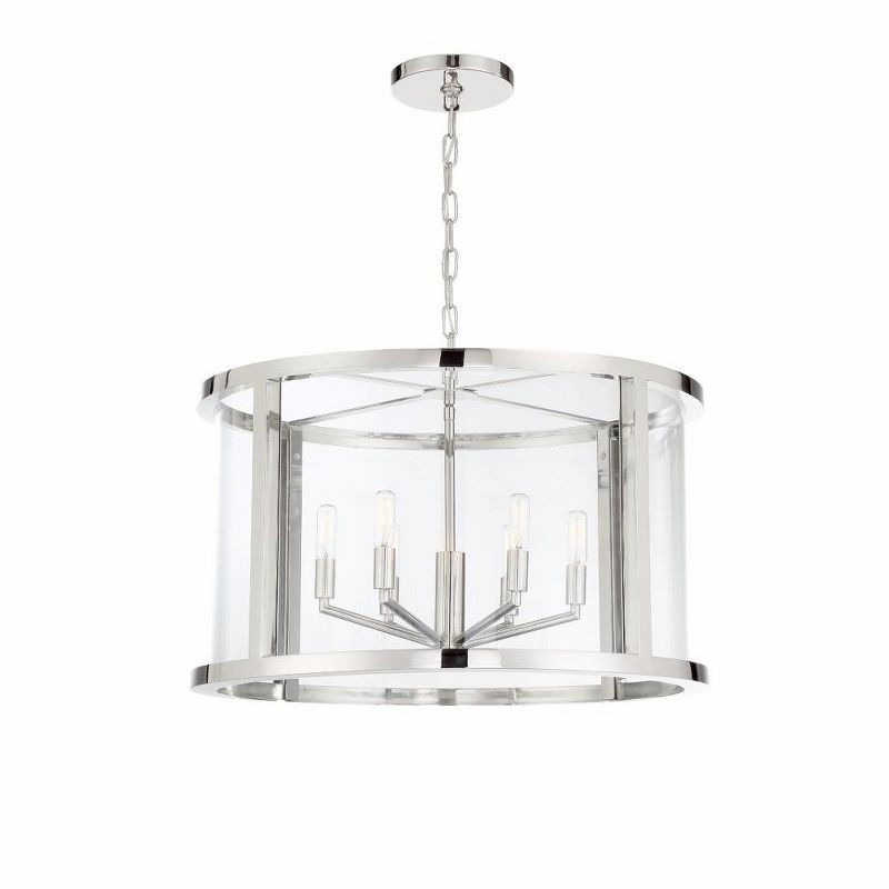 Devon Polished Nickel 6-Light Glass Drum Chandelier