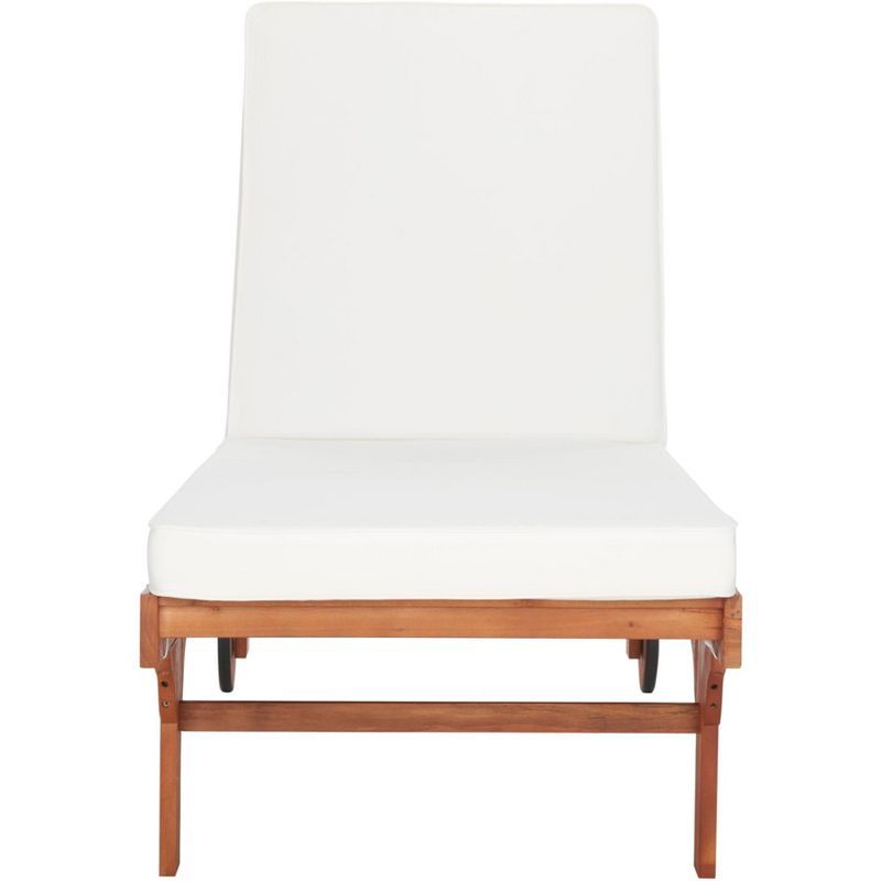Transitional Newport Eucalyptus Chaise Lounge with Side Table, Natural Beige