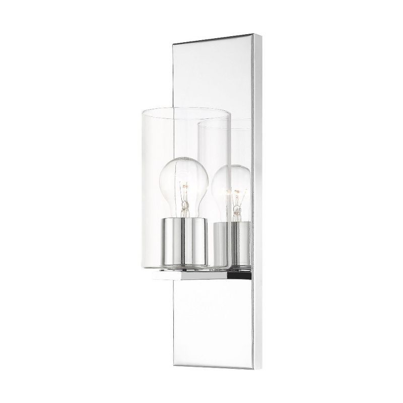 Polished Chrome and Clear Glass Wall Sconce