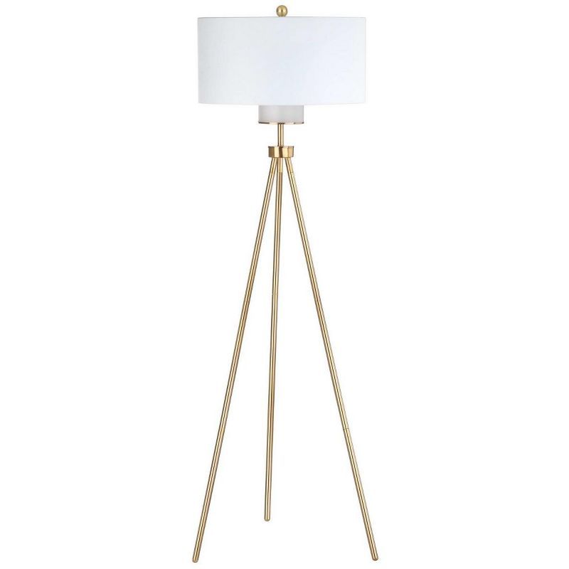 Gold Tripod Floor Lamp with White Drum Shade