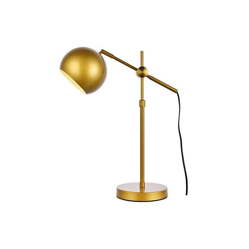 Adjustable Brass Globe Iron Table Lamp with Black Cord