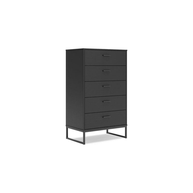 Black Contemporary 5-Drawer Chest with Metal Legs