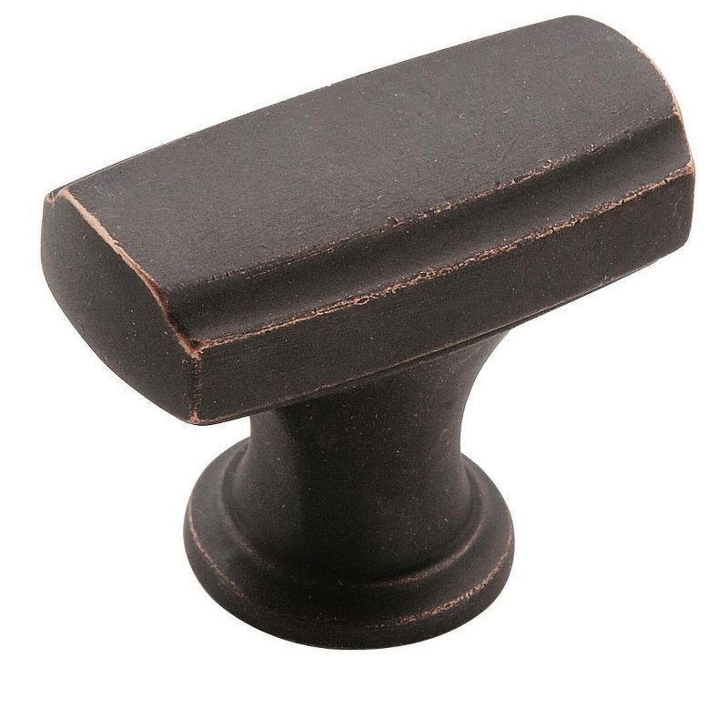 Dark Oiled Bronze Rectangular Cabinet Knob with Mounting Hardware