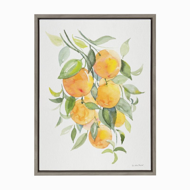 Sylvie Orange Citrus Framed Canvas Wall Art, 18x24 Gray