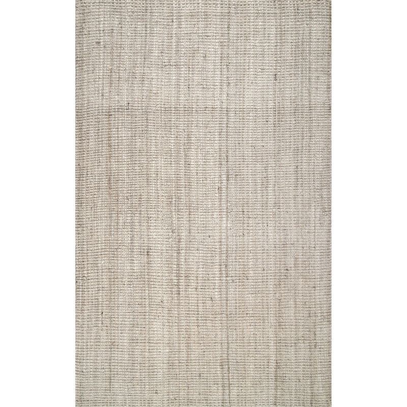 Coastal Charm Handwoven Jute 8' Square Area Rug in Off-White