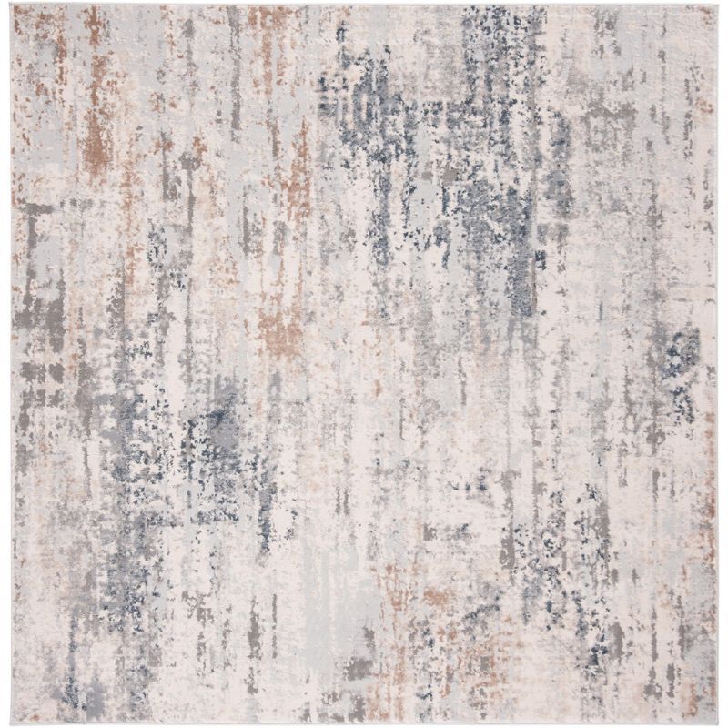 Invista 6'7" Square Gray and Cream Abstract Area Rug