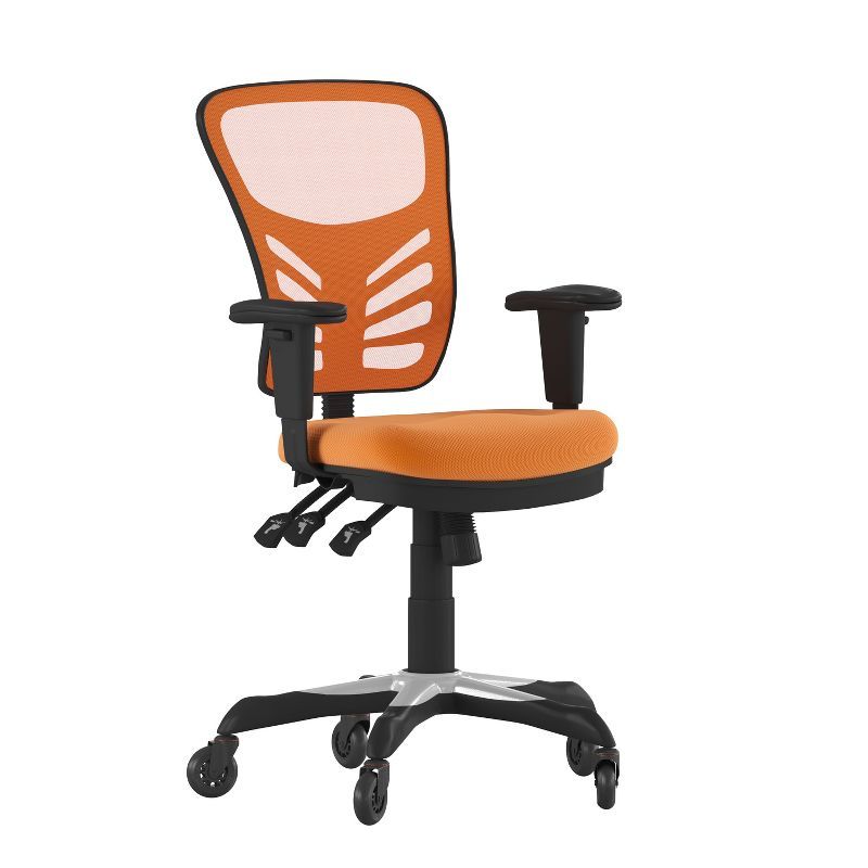 Mid-Back Orange Mesh Executive Swivel Office Chair with Adjustable Arms