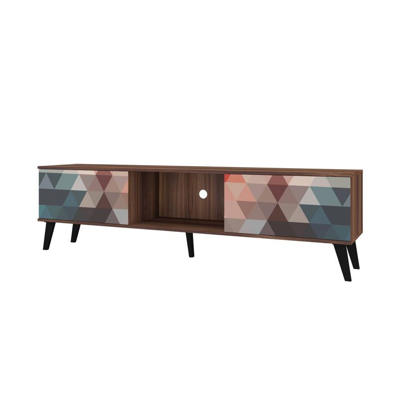 Doyers 71'' Mid-Century Modern TV Stand in Vibrant Red and Blue