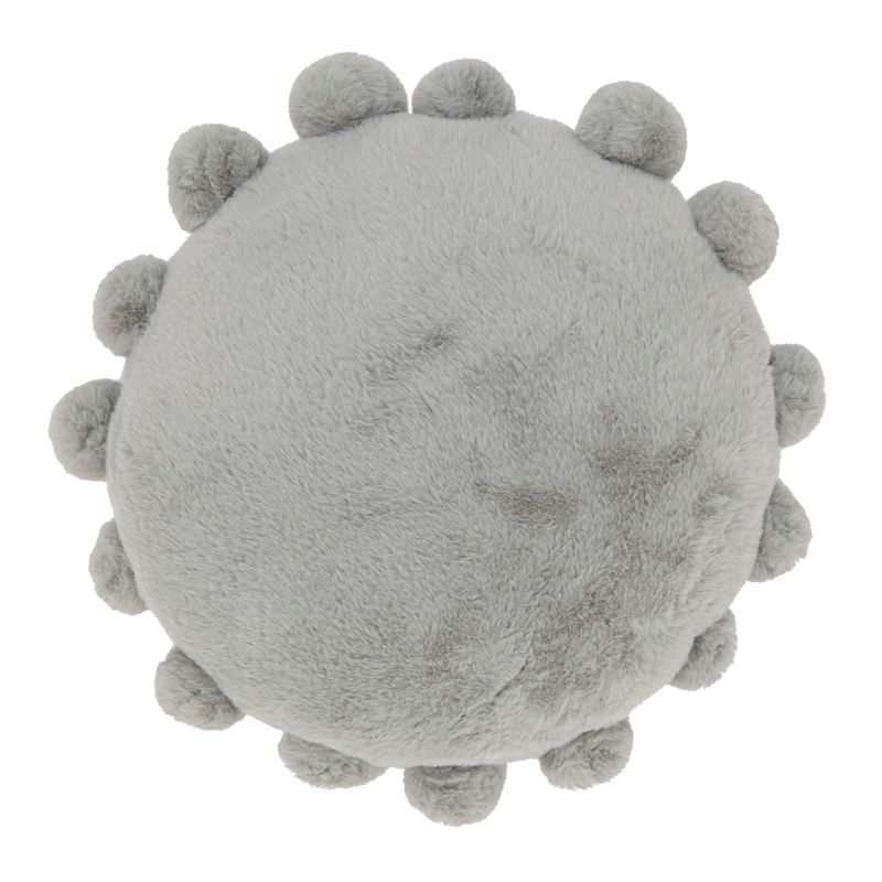 Gray Faux Fur Round Pom Pom Throw Pillow