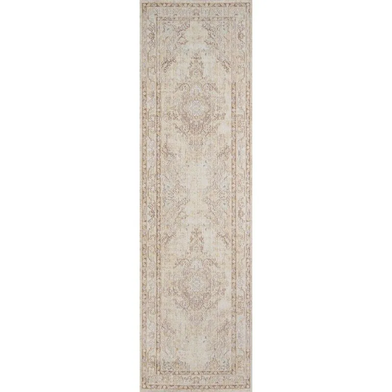 Ivory Medallion Braided Synthetic Runner Rug 2'7" x 8'