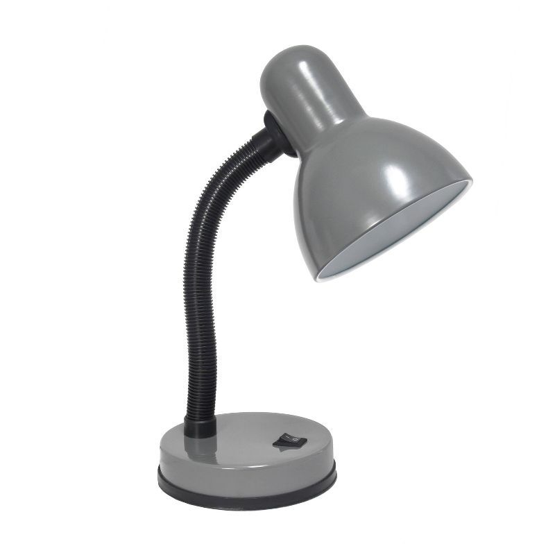 Gray Adjustable Metal Desk Lamp with Flexible Hose Neck