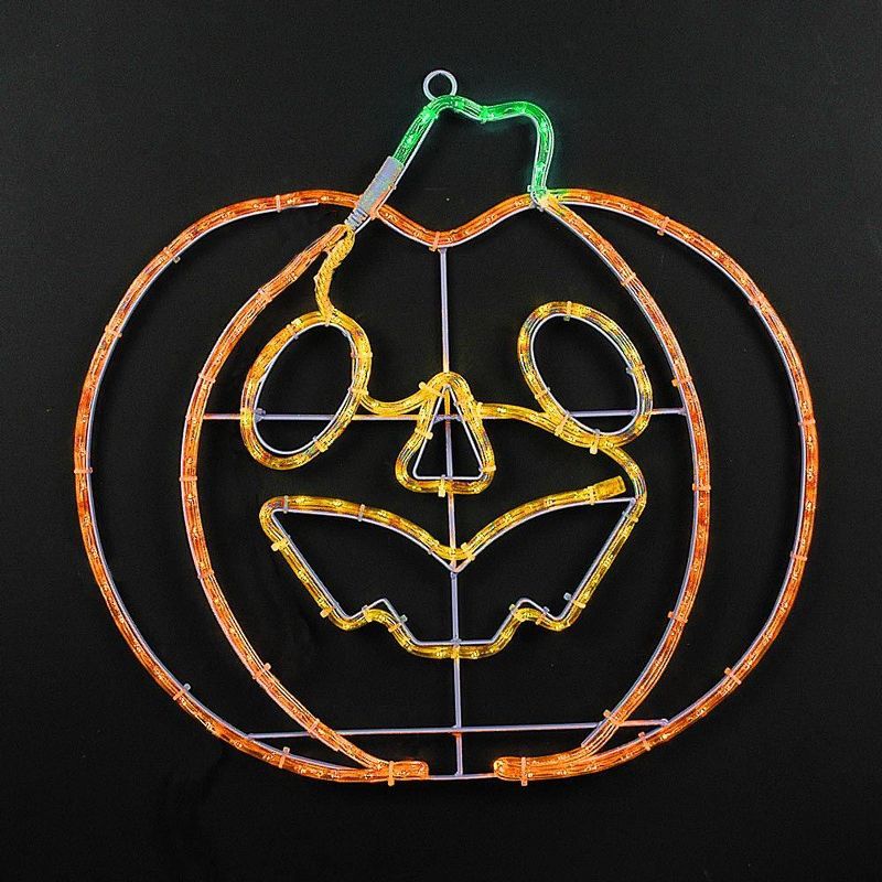 10" Orange and Green LED Pumpkin Rope Light Sculpture