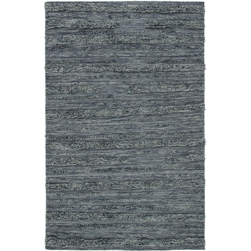 Charcoal and Ivory Hand-Knotted Wool and Cotton Rug, 4' x 6'