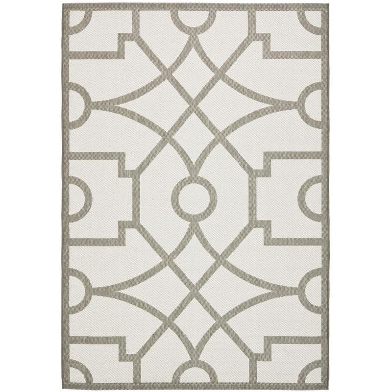Gray Rectangular Hand-Tufted Washable Synthetic Area Rug 5'3" x 7'7"