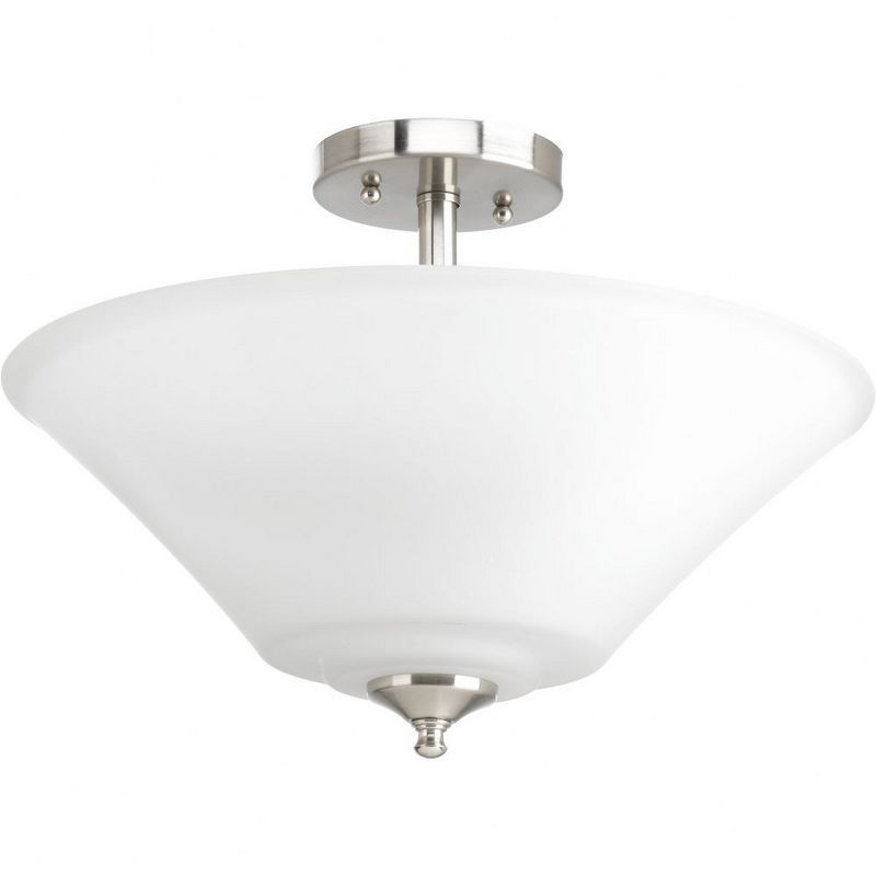 Brushed Nickel Glass 3-Light Semi-Flush Mount Fixture