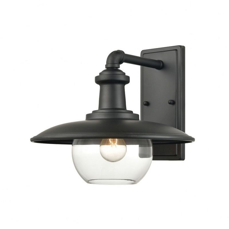 Matte Black and Clear Glass Outdoor Wall Sconce