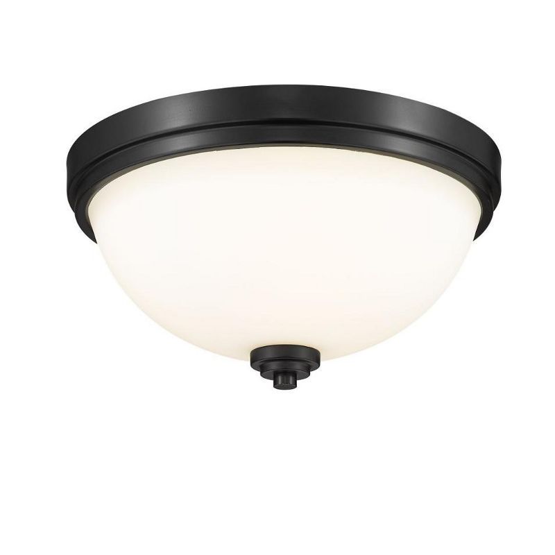 Ashton Matte Black 2-Light Flush Mount with Opal Glass Shade