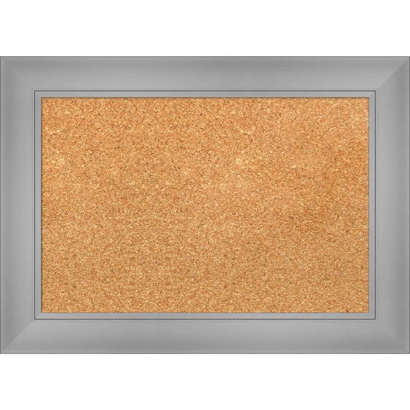 Natural Cork Bulletin Board with Polished Nickel Frame