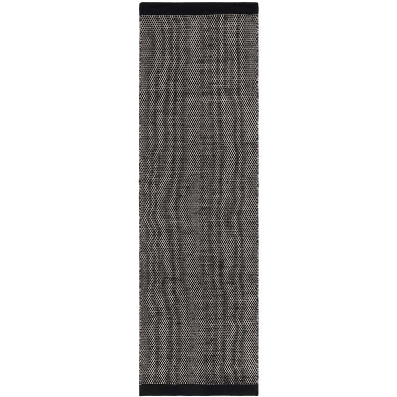 Handmade Black Wool Tufted Runner Rug 2'3" x 8'