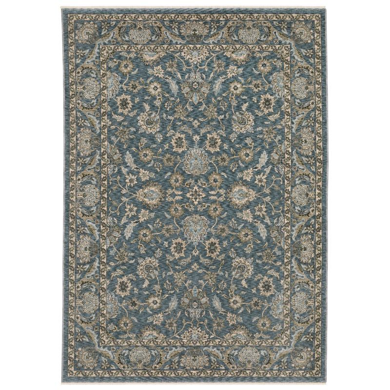 Aberdeen Blue and Beige Synthetic Stain-Resistant 5x8 Area Rug