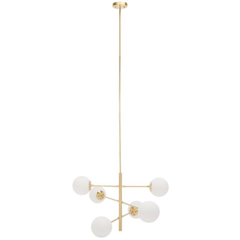 Gold and White Glass Retro Space Age Chandelier