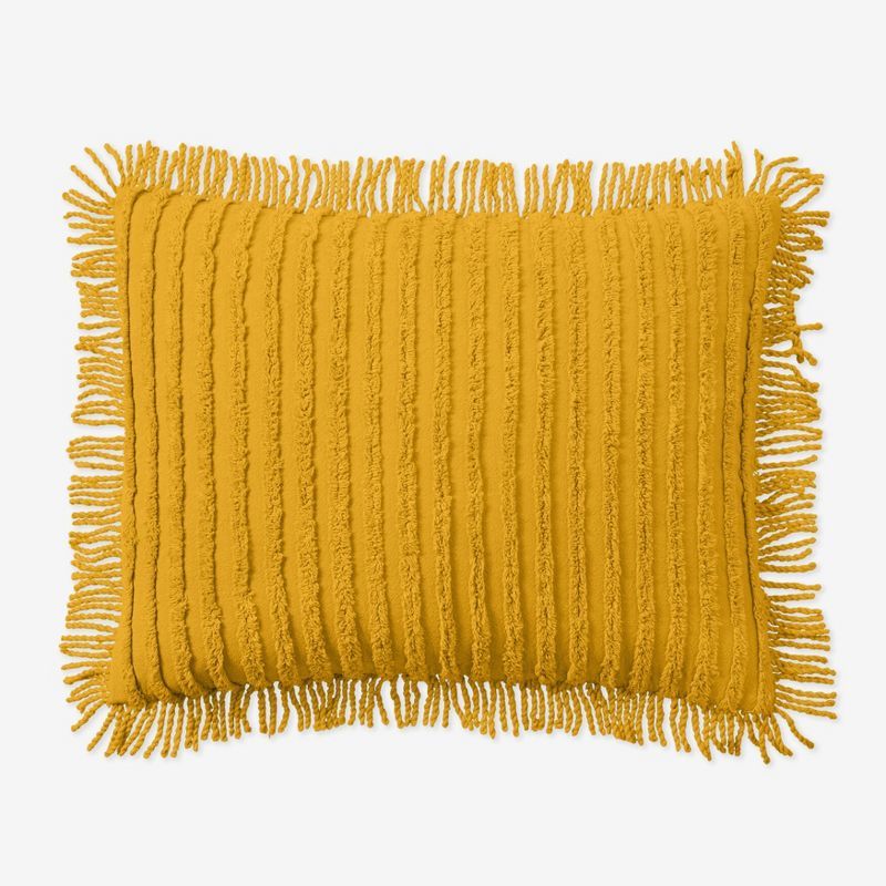 Yellow Chenille Standard Sham with Fringe Detail