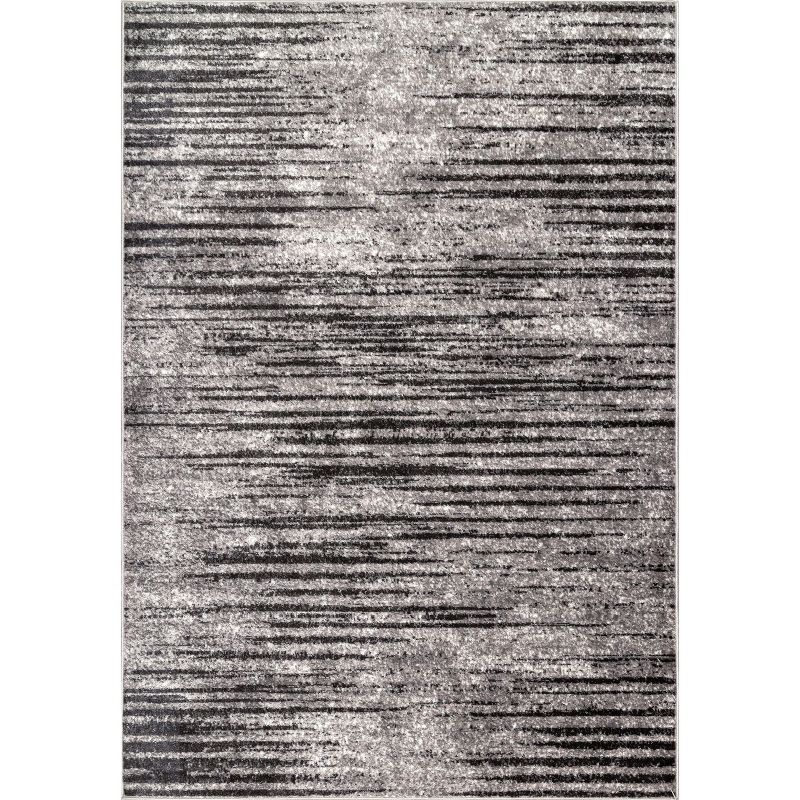 Gray Striped Synthetic Easy Care 2x3 Area Rug