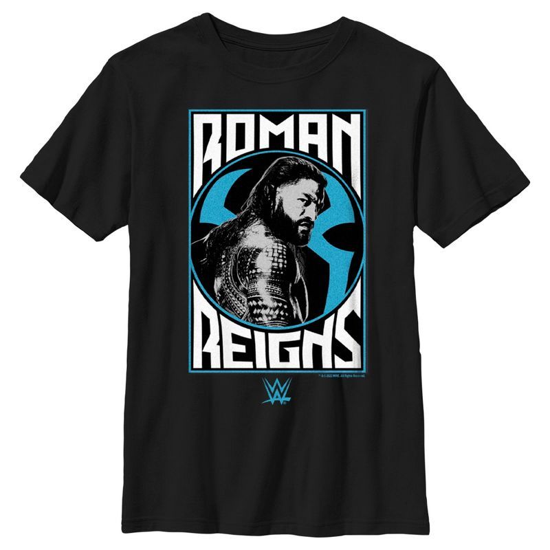 Boys' Black Cotton WWE Roman Reigns Graphic T-Shirt