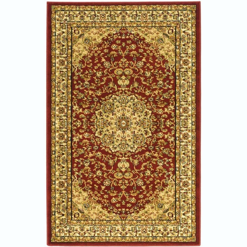 Red and Ivory Safavid Style Floral 4' x 6' Area Rug